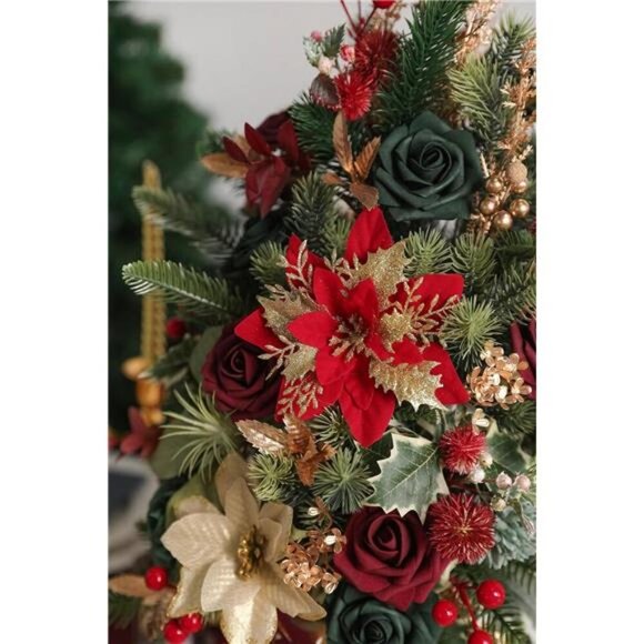 Flora Artificial Christmas Flowers Greenery Combo Box Set Faux Flowers - Picture 3 of 7